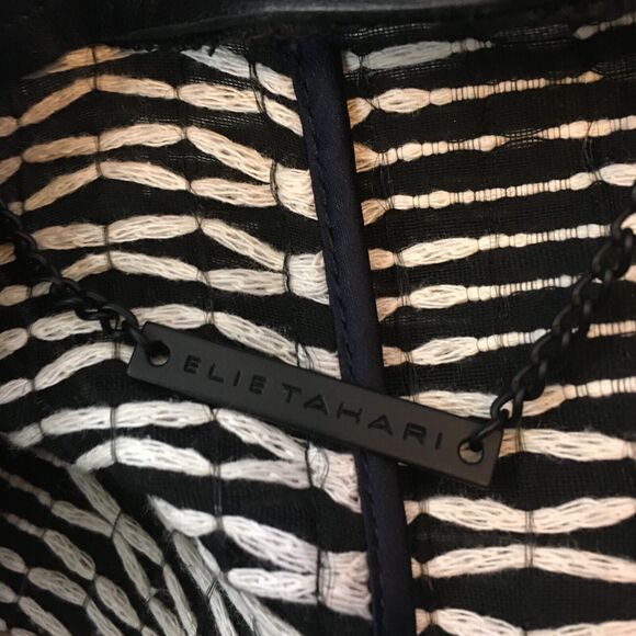 Elie Tahari‎ Womens Black White Abstract Woven Open Front Jacket, Blazer, sz 16, - Picture 11 of 11